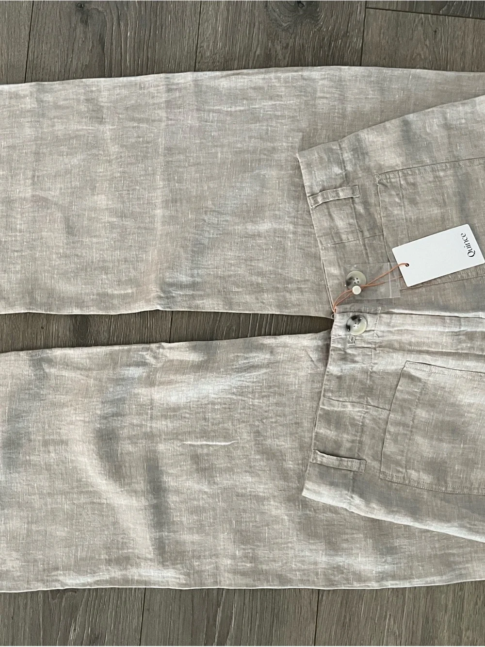NWT Quince Women's Straight-Leg Linen Pants — Natural Beige Size 12